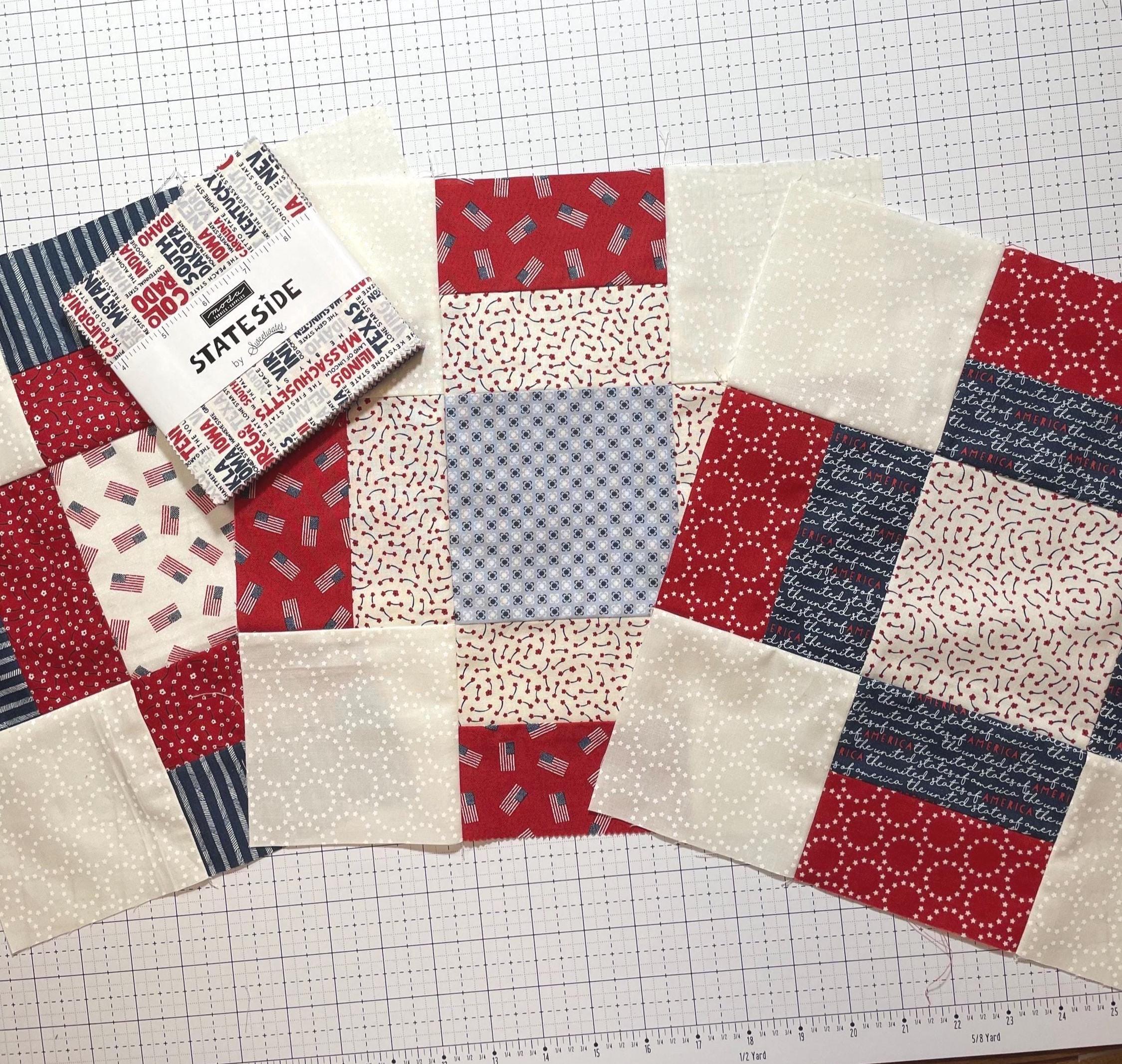 Patriotic Fabric Quilt Kit Stateside Charm Packs & Plaid Navy - Moda ...