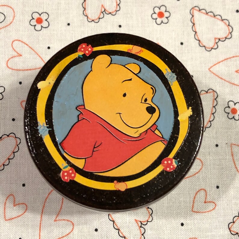 Wooden Trinket Box with Pooh Rub-Ons Jewelry box Keepsake Box