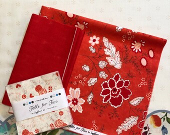 Table for Two Quilt Kit: Sweetness Pattern Charm Pack, Red Floral
