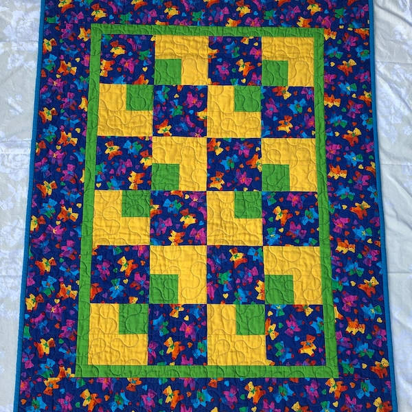 Regenbogen Teddy Bären Baby Quilt Decke Bettwäsche 100% Baumwolle Stoff Handmade