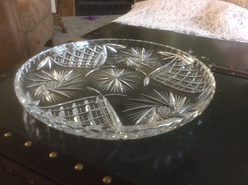 Cut Glass Platter large Etsy