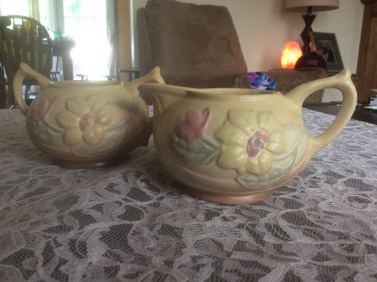 Hull Magnolia Matte Open Sugar and Creamer Set Etsy