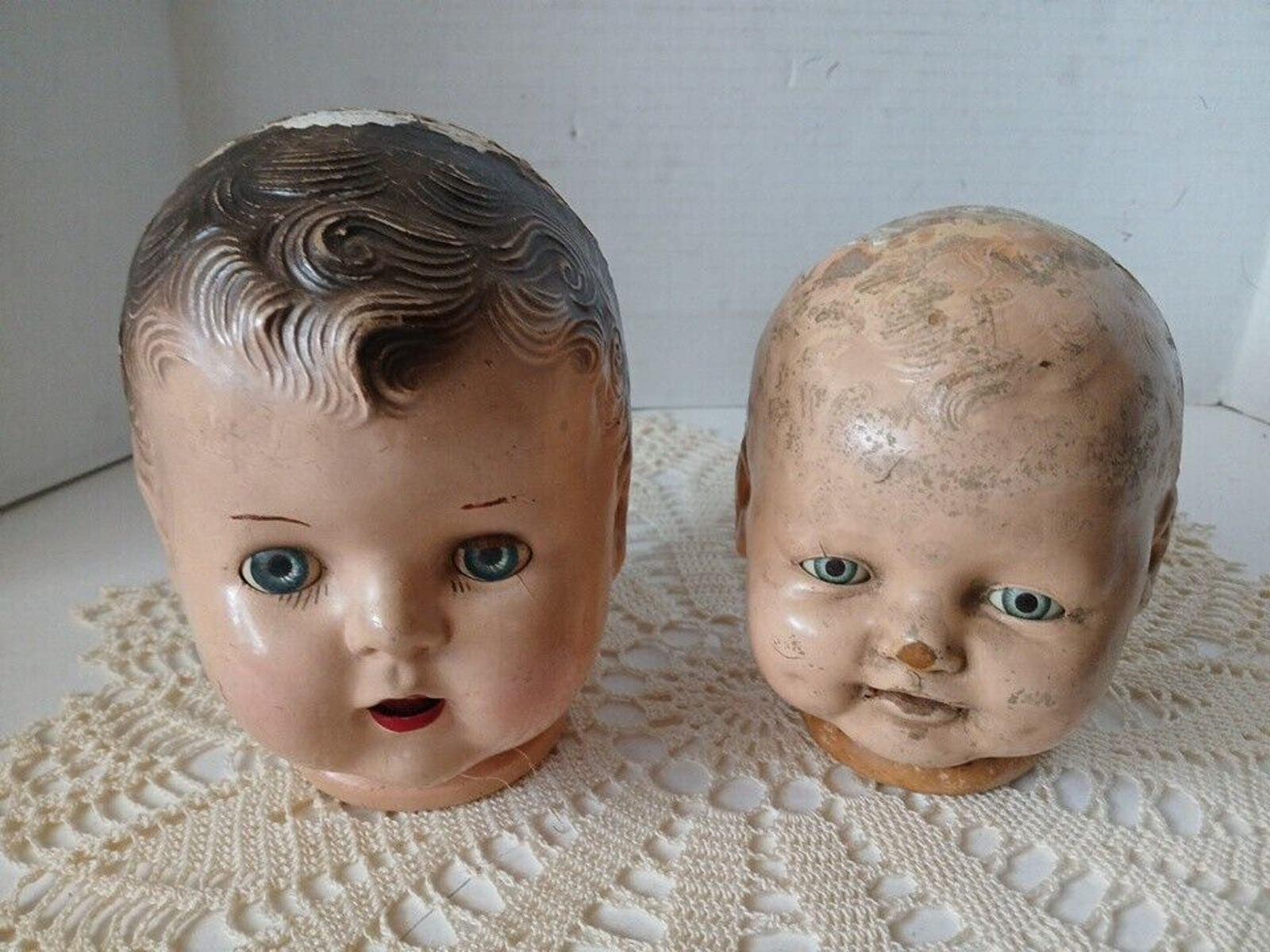 Antique Composition DOLL Heads (1) EIH Horseman Parts/repair