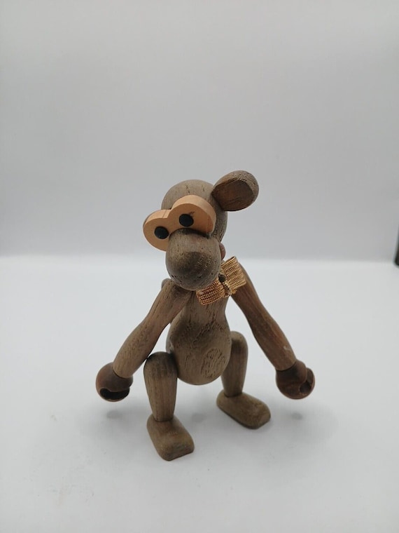 Mid Century Modern Hanging Wood Monkey 5"