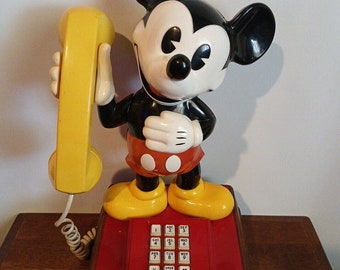 VTG 1976 Disney Mickey Mouse Phone Landline Push Button Telephone Retro Phone