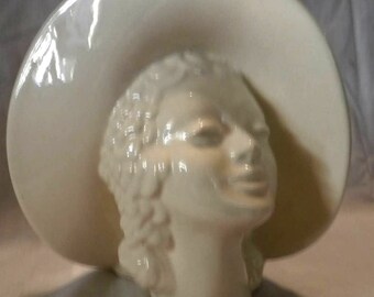 Vintage Female Head Planter 9"