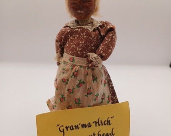 Vintage Hickory Nut oma Scott van de Ozark Folk Art Doll primitief