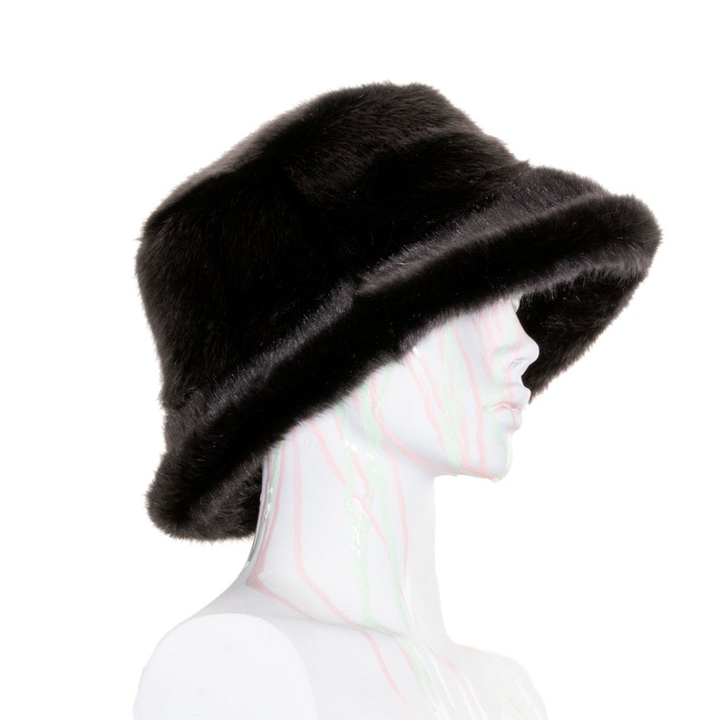 Black Short Fur Bucket Hat by the Pastel Purgatory Etsy