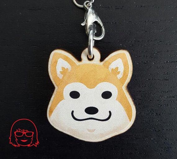 Caramel Shiba Inu Wood Charm Akita Inu Wood Charm 1 In Wood Charm Orange White Shiba Inu Keychain