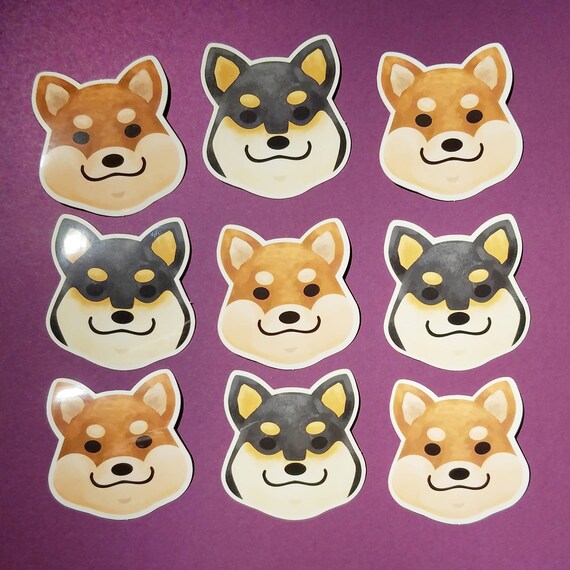 Black Red Shiba Inu Face Die Cut Sticker 2 Inch Car Decal Black And Tan Shiba Tri Color Shiba Shiba Dog Face Sticker Red Shiba Face