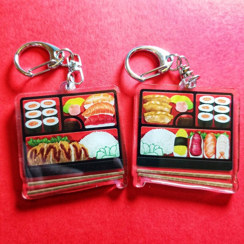 Bento Box Acrylic Keychain Sushi Lover Charm Foodie Gift Etsy