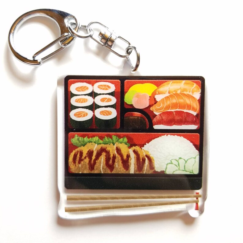 Bento Box Acrylic Keychain Sushi Lover Charm Foodie Gift Etsy