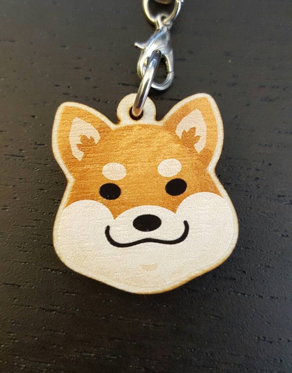 Red Shiba Inu Wood Charm Small Wood Dog Charm Red White Shiba Wood Dog Phone Charm Dog Face Charm Japanese Dog Red Doge Charm