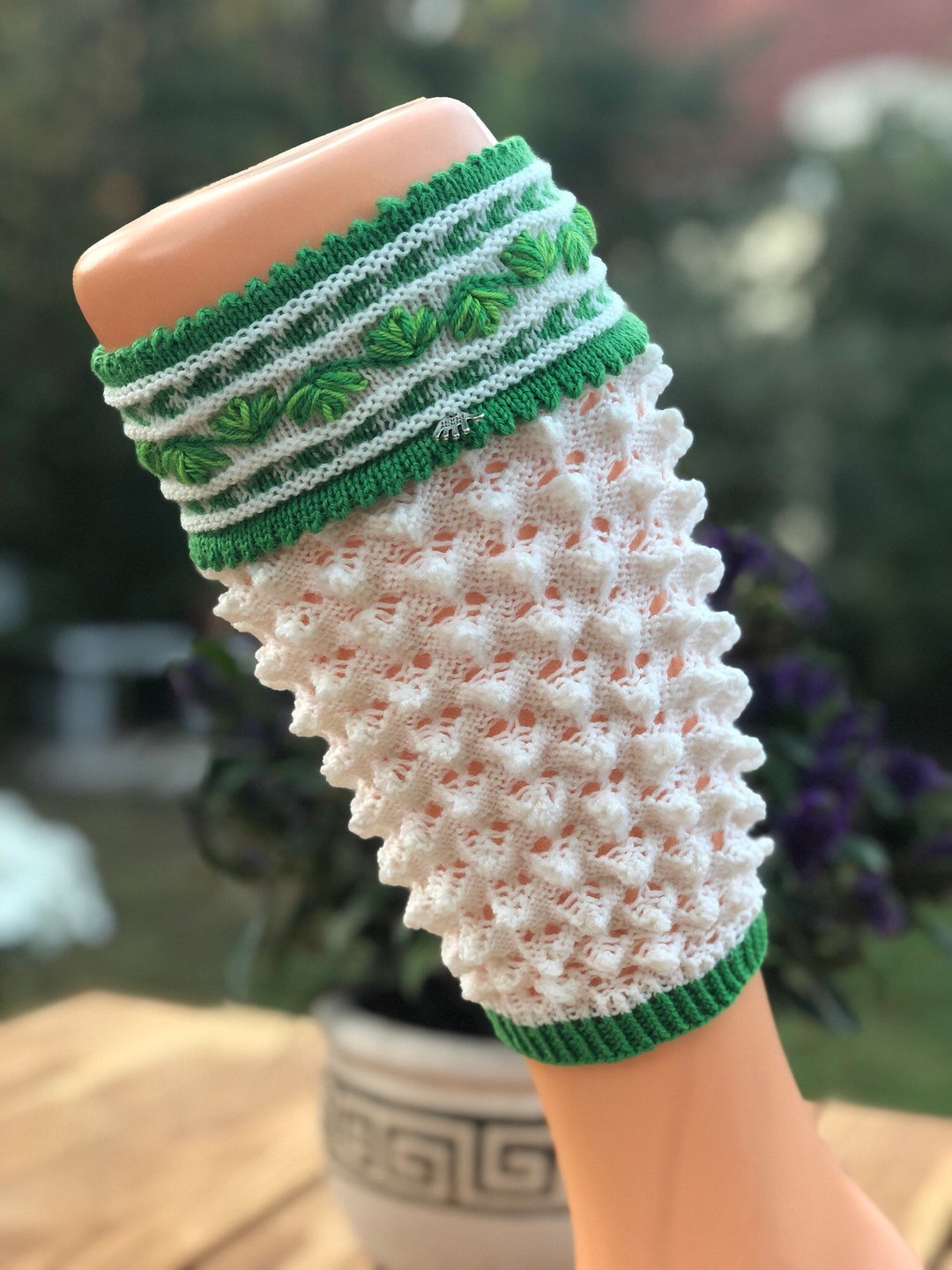 Traditional Bavarian Calf Socks Hand Knitted With Embroiders Etsy