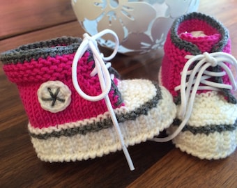 Baby-Sneaker - "Little Pink-Lady"  - handgestrickt