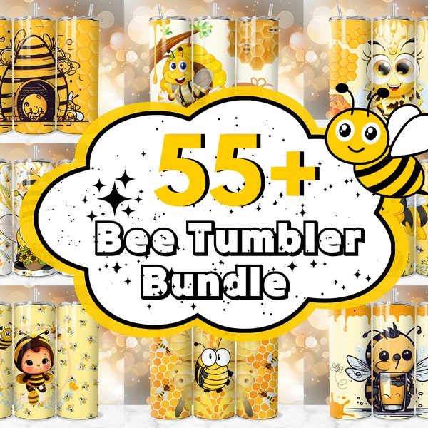 55+ Bee Tumbler Wrap Bundle, Bee Happy Tumbler, 20 oz Skinny Bee Sublimation Designs, Bee Wrap, Bee PNG, Honey Bee Tumbler, Sunflower Bee