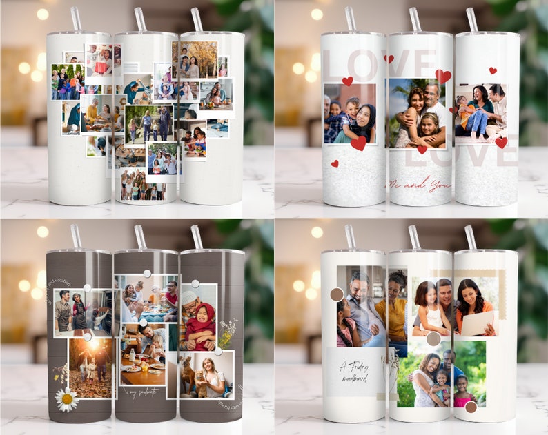 400 Add Your Own Photo Tumbler Wrap Bundle, Own Photo Collage, 20 oz Add Your Photo Sublimation, Canva Editable, Photo Self Editable Wrap. zdjęcie 7