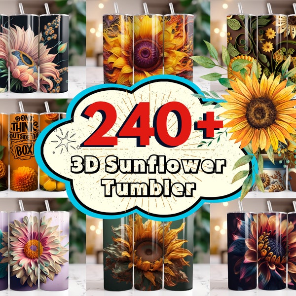 240+ Sunflower Tumbler Wrap Bundle, 3D Sunflower Sublimation Designs, Sunflower PNG, Sunflower Wrap, Sunflower Deigns, Flower Tumbler Wrap.