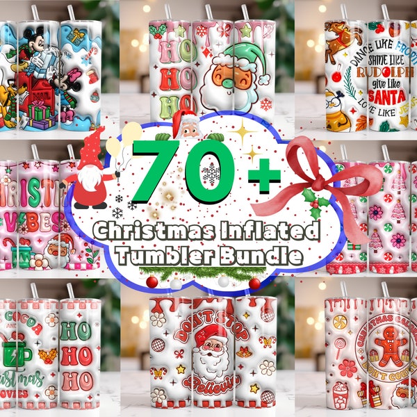 70 + Inflated Christmas Tumbler Wrap Designs Bundle, 3D Christmas Inflated Tumbler Wrap PNG, Merry Christmas 3D Inflated Puffy Tumbler PNG