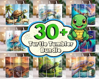 30+ Turtle Tumbler Wrap Bundle, Turtle Sublimation Designs, 20oz Turtle Tumbler, Turtle Tumbler png, Ocean Coral Reef, Sea Turtle Tumbler.