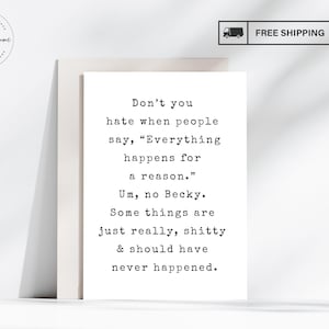 Carte d'encouragement, Cartes de guérison, Tout arrive pour une raison, Soutien contre le cancer, Sentiment personnel, Citations encourageantes amusantes