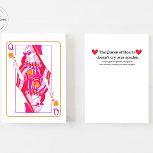 Afdrukbare grappige echtscheidingskaart, kaart van de hartenkoningin, ondersteuningskaart voor uit elkaar gaan, empowerment van echtscheidingskaart voor vrouwen, aanmoedigingskaarten