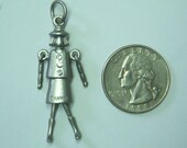 Authentic Vintage Chanel Charm FASHION DOLL Silvertone with Sparkly Crystal Buttons 1-1 2 quot tall