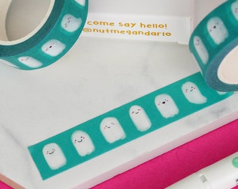 Ghost Washi Tape, Turquoise Kawaii Scrapbook Tape