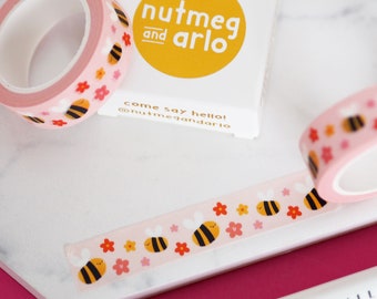 Washitejp med blommigt motiv från Bee Happy