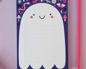 Mini Purple Ghost To-Do List A6 Notepad