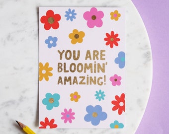 You're Bloomin Amazing Gold Foil Postcard