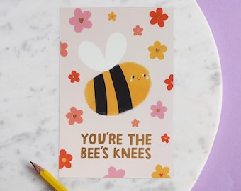 You're The Bee's Knees Gold Foil Postcard