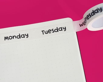 Monochrome Days of the Week Washi Tape