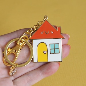 Happy House Enamel Metal Keyring