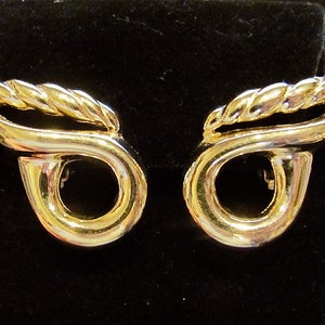 Vintage GIVENCHY Designer Signed 80&#39;s Gold Tone Angel Wing Statement Clip Earrings Runway Couture Rare Designer Women&#39;s High Fashion Jewelry