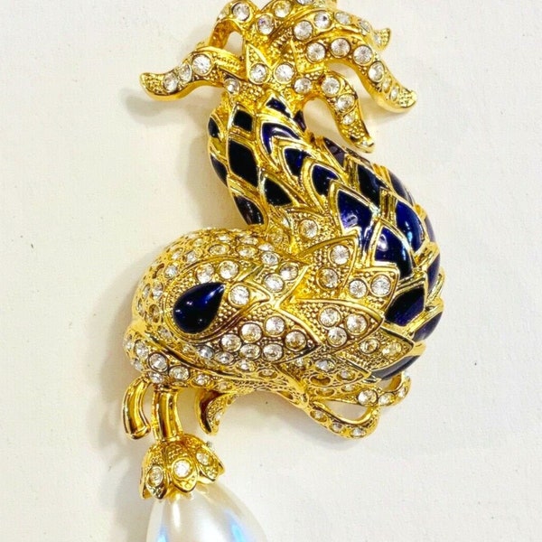 Rare Edgar Berebi Dolphin Of The Fountain Pin Brooch Rare Limited Edition Koi Fish In Orig. Box Card Signed By Berebi Costume Jewelry Gift