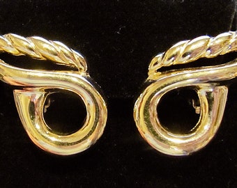 ■VINTAGE HOLLYWOOD■ Color Clip Earrings VH239OEA006B Vintage Clip Earrings, Gold Dangle Clip on Earrings, Large