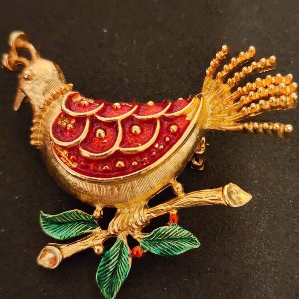 Hallmark Vintage Partridge in a Pear Tree Pin Brooch Christmas Holiday Hallmark Vintage Partridge in a Pear Tree Pin Brooch Christmas Holiday