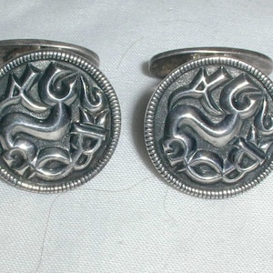 Vtg. DAVID ANDERSEN Cufflinks Norway Osebergfunnet DA 925S Sterling Silver Saga Celtic Knot Viking Cuff Links Rare Estate Unisex Fine Jewel