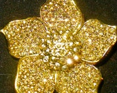 Vintage HOLLYCRAFT Signed Bronze Gold Marcasite Rhinestones w Antiqued Mounting Figural Flower Brooch Pin Women 39 s Fashion Costume Jewelry