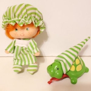 Vintage American Greetings 80s Apple Dumpling and Pet Turtle in Kenner Pajamas Rare Strawberry Shortcake Collectible Dolls