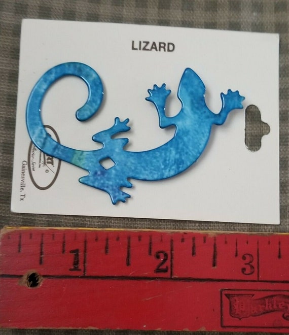Vintage LAZART Laser Cut Turquoise Enamel Lizard … - image 1