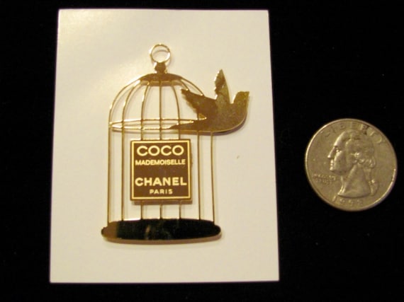 Authentic Coco CHANEL Mademoiselle Paris Gold Plated Bird & 