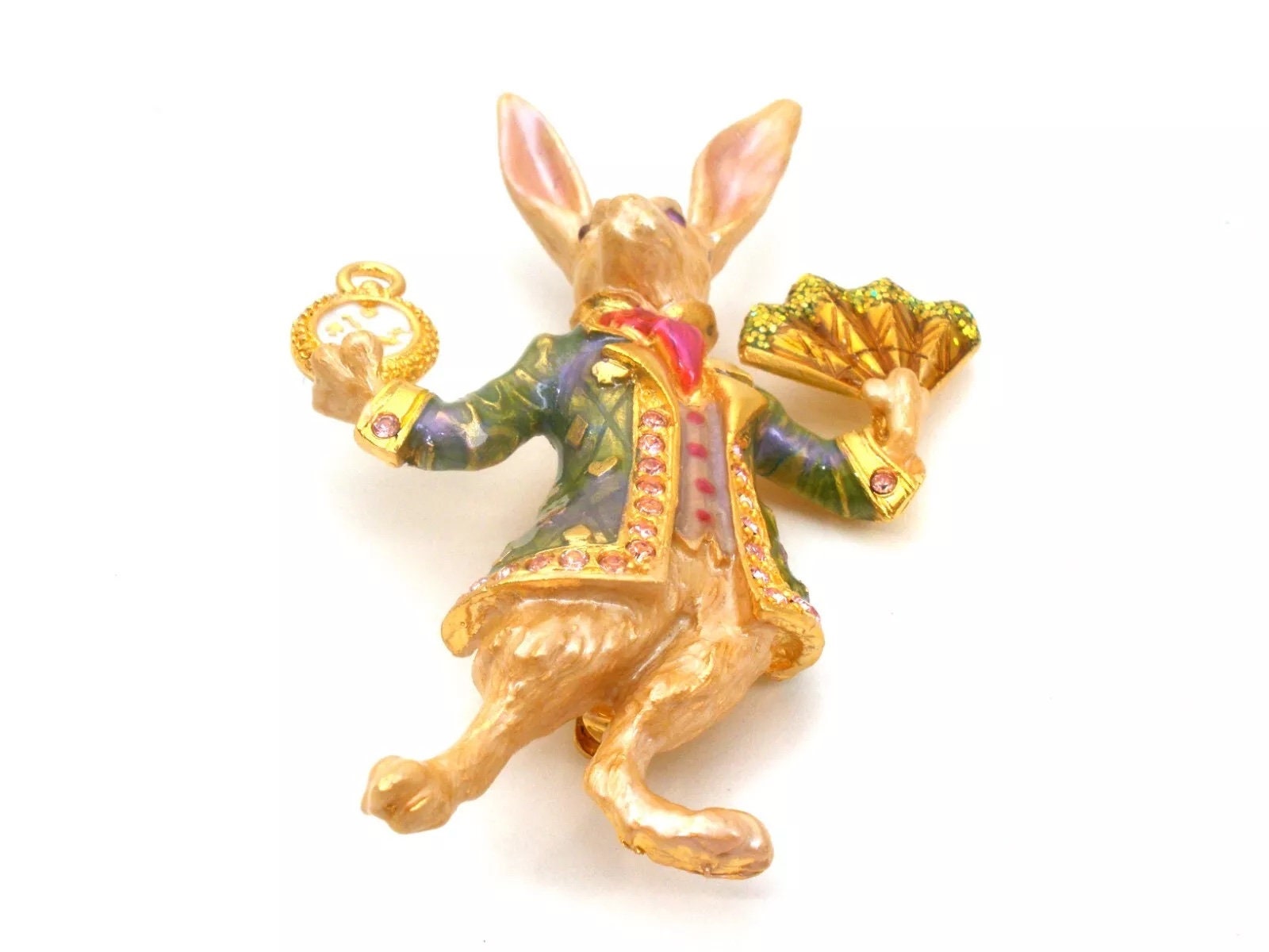 Kirk Rabbit Clock Rare KIRKS FOLLY White RABBIT Clock Alice in Wonderland Enamel ...