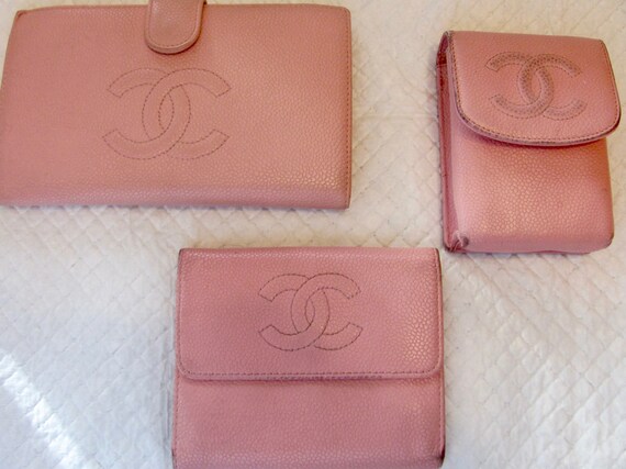 20% OFF Authentic CHANEL Purse Wallet Set 3 Pcs. Pink Caviar 