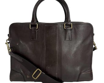 Coach Computer Metropolitan Large Brief Bag Pebbled Leather Finish
