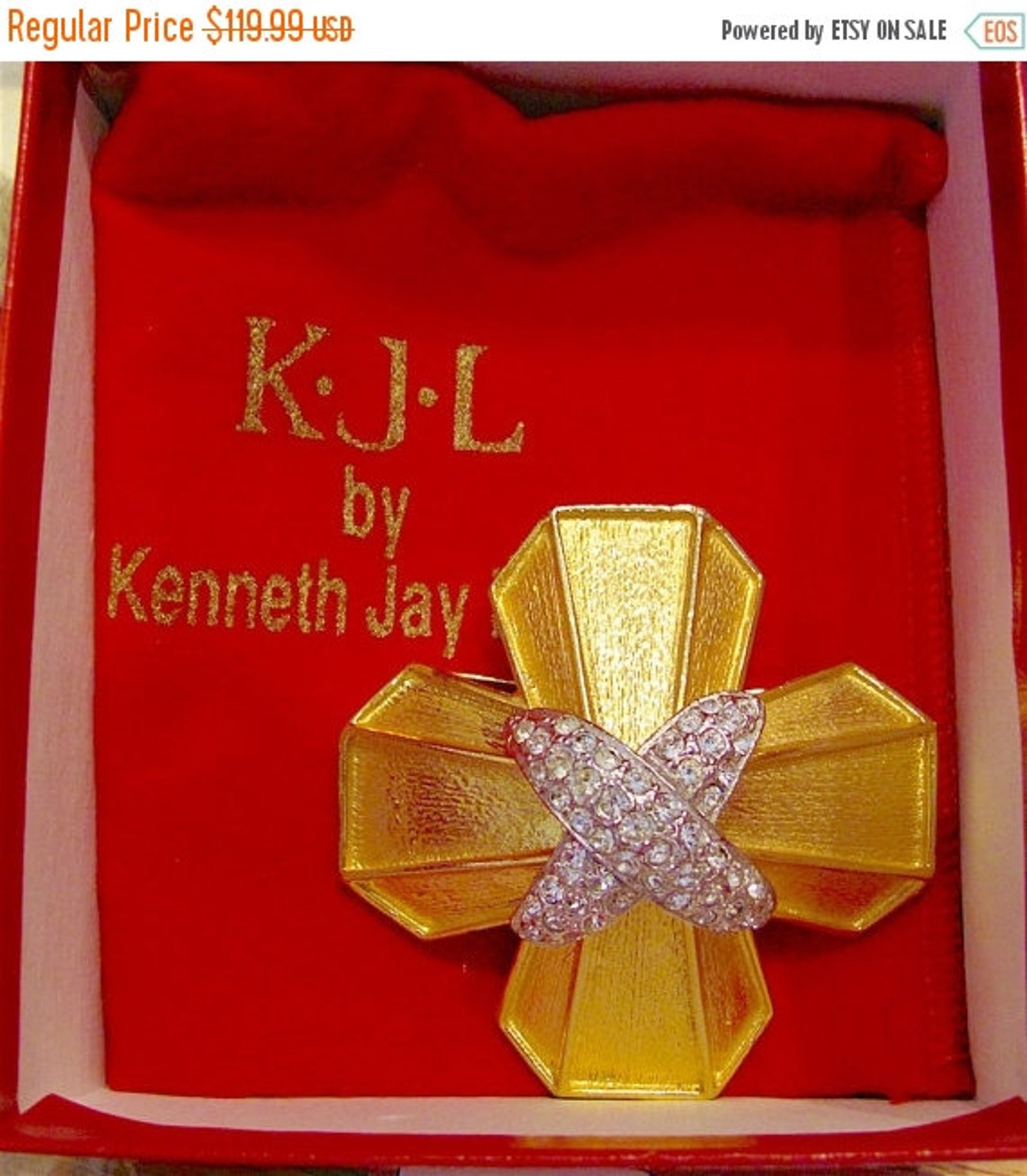 LANE KJL Large Maltese Cross Crystal Accents Textured Etsy