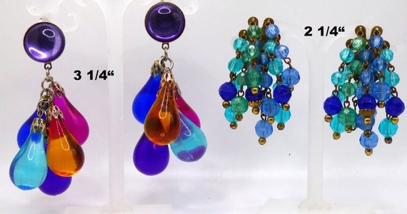 2 Pair Multi-Color Lucite Dangle Drop Cha Cha Cli… - image 2