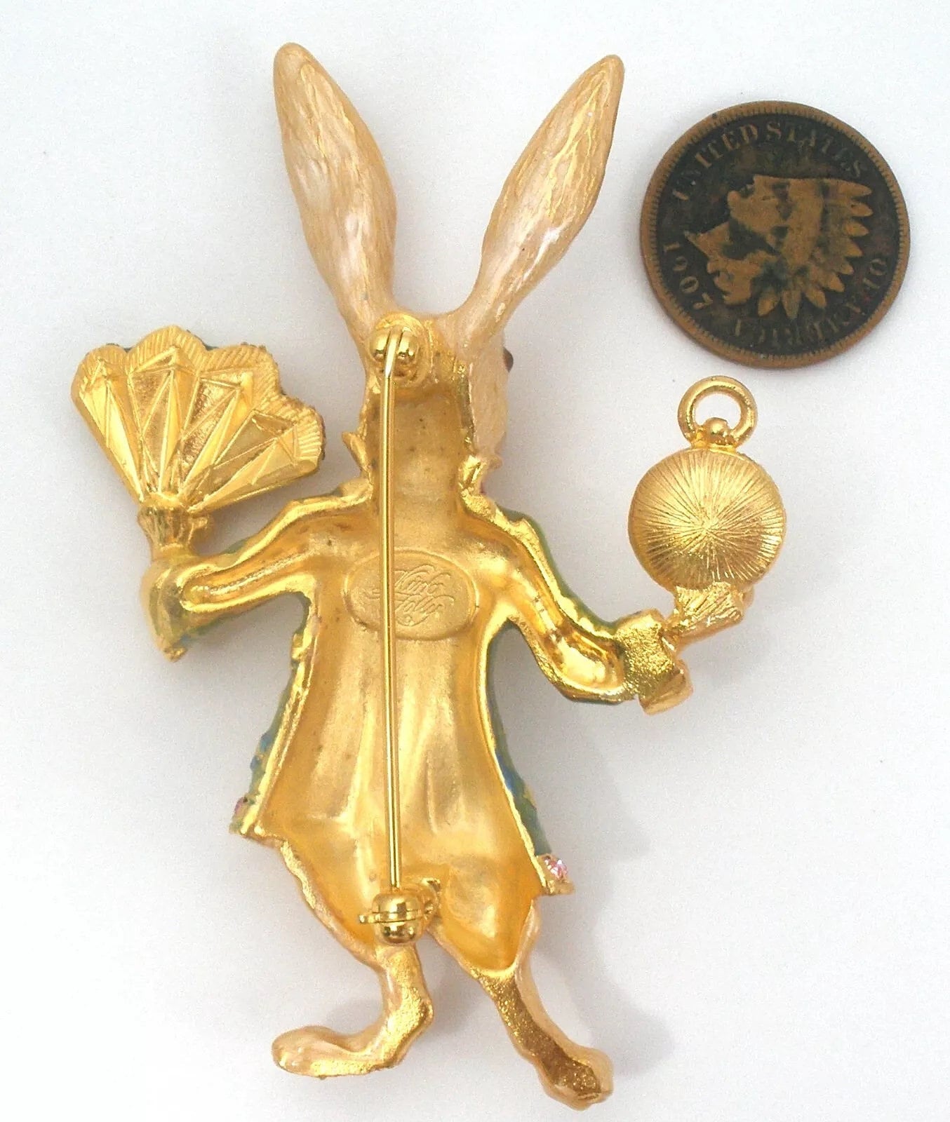 Kirk Rabbit Clock Rare KIRKS FOLLY White RABBIT Clock Alice in Wonderland Enamel ...