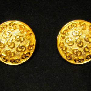 Large CHRISTIAN DIOR CD Logo Designer Signed Domed Button Clip Style Earring Runway Couture Statement Women&#39;s High Fashion Jewelry 80&#39;s!